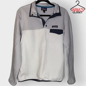Patagonia White and Grey Fleece Pullover